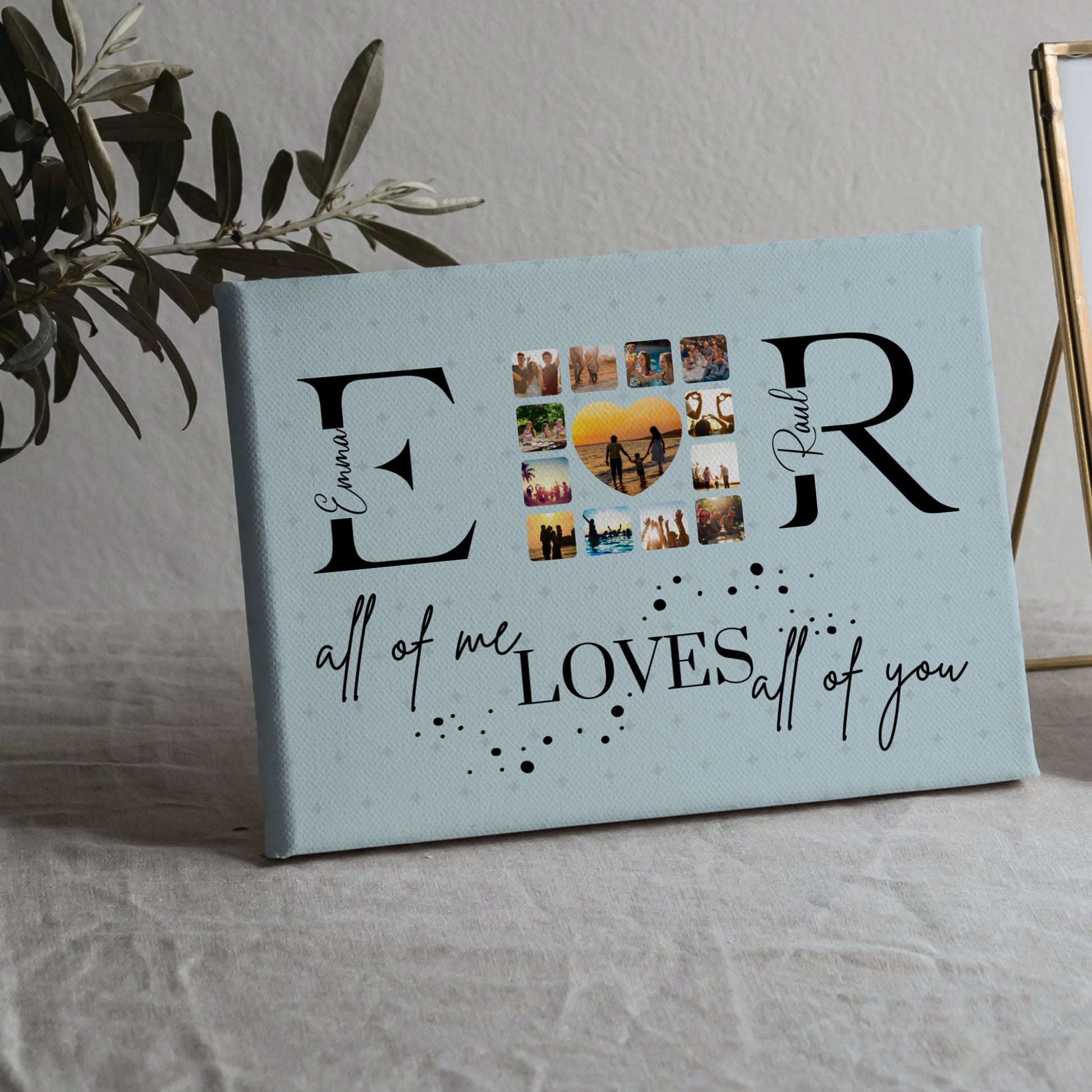 Leinwand Geschenk Personalisiert Mit Fotos Initialien und Fotos All Of Me Loves All Of You 5