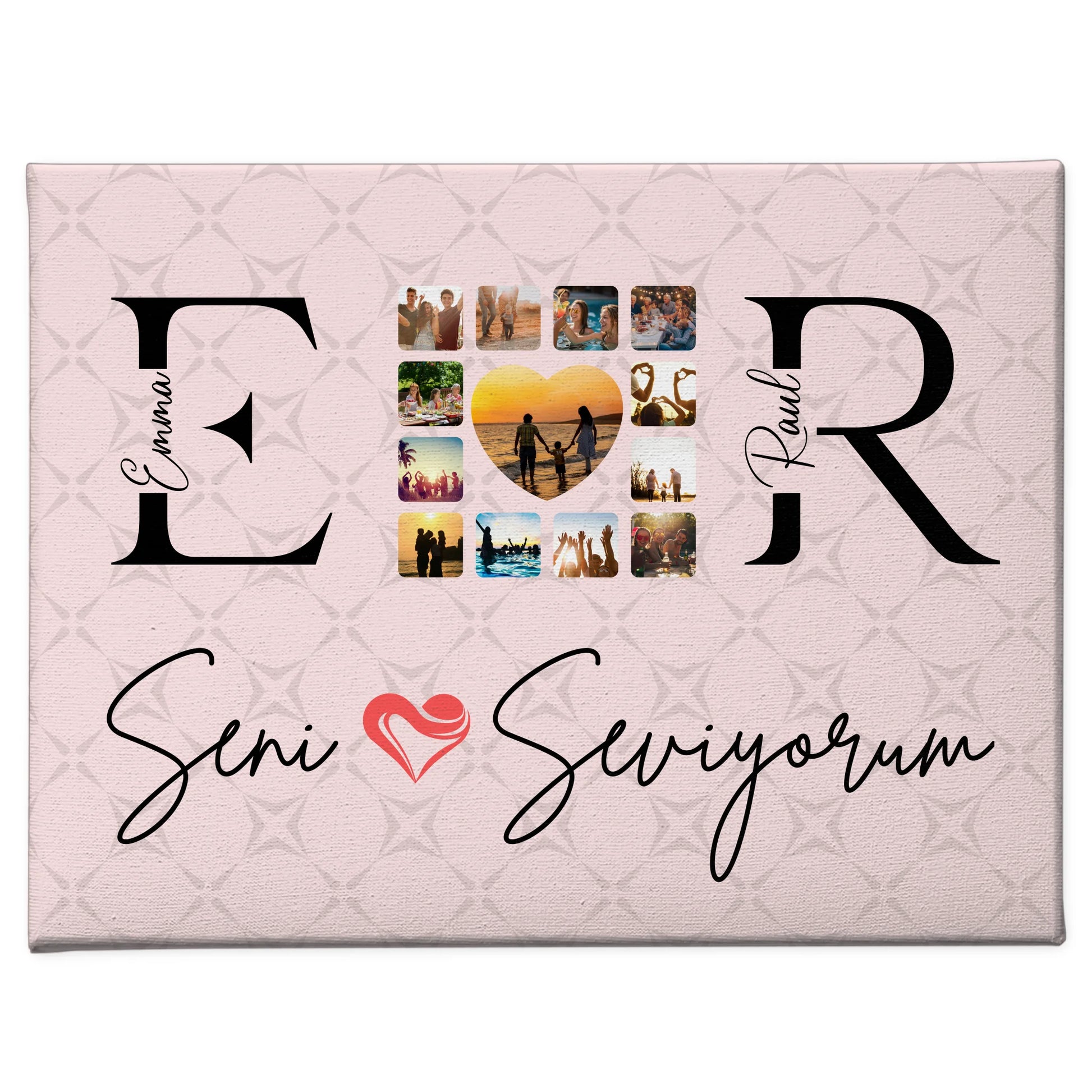 Leinwand Liebe für Paare Mit Namen Initialien und Fotos Seni Seviyorum 1
