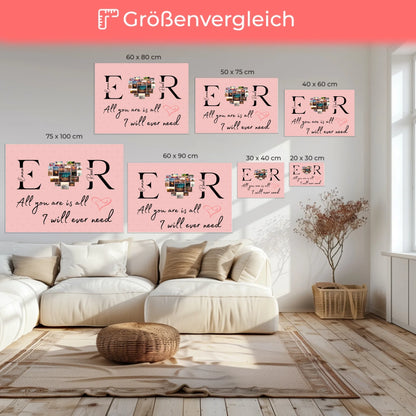 Paar Leinwand für Schatz Mit Initialien Namen und Fotos All You Are Is All I Will Ever Need 6