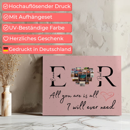 Paar Leinwand für Schatz Mit Initialien Namen und Fotos All You Are Is All I Will Ever Need 7