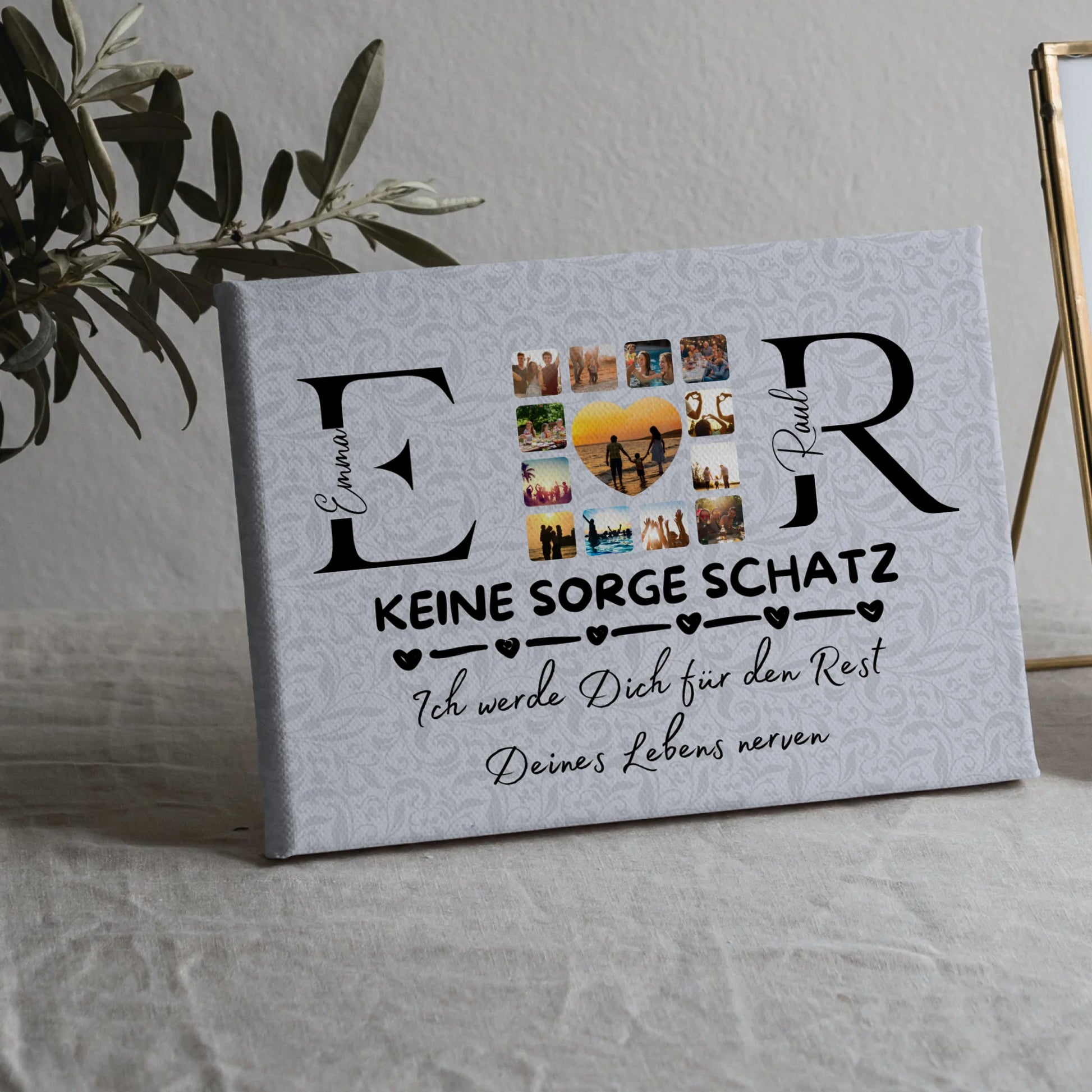 Leinwand Liebe für Paare Mit Initialien Namen und Fotos Keine Sorge Schatz Ich Werde Dich Ewig Nerven 5