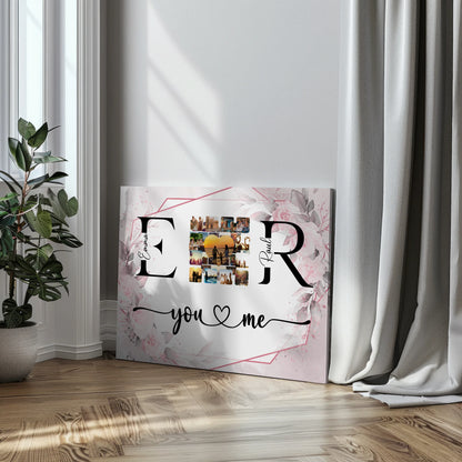 Personalisierte Leinwand Liebe Mit Fotos Initialien und Fotos Collect Moments Not Things 3