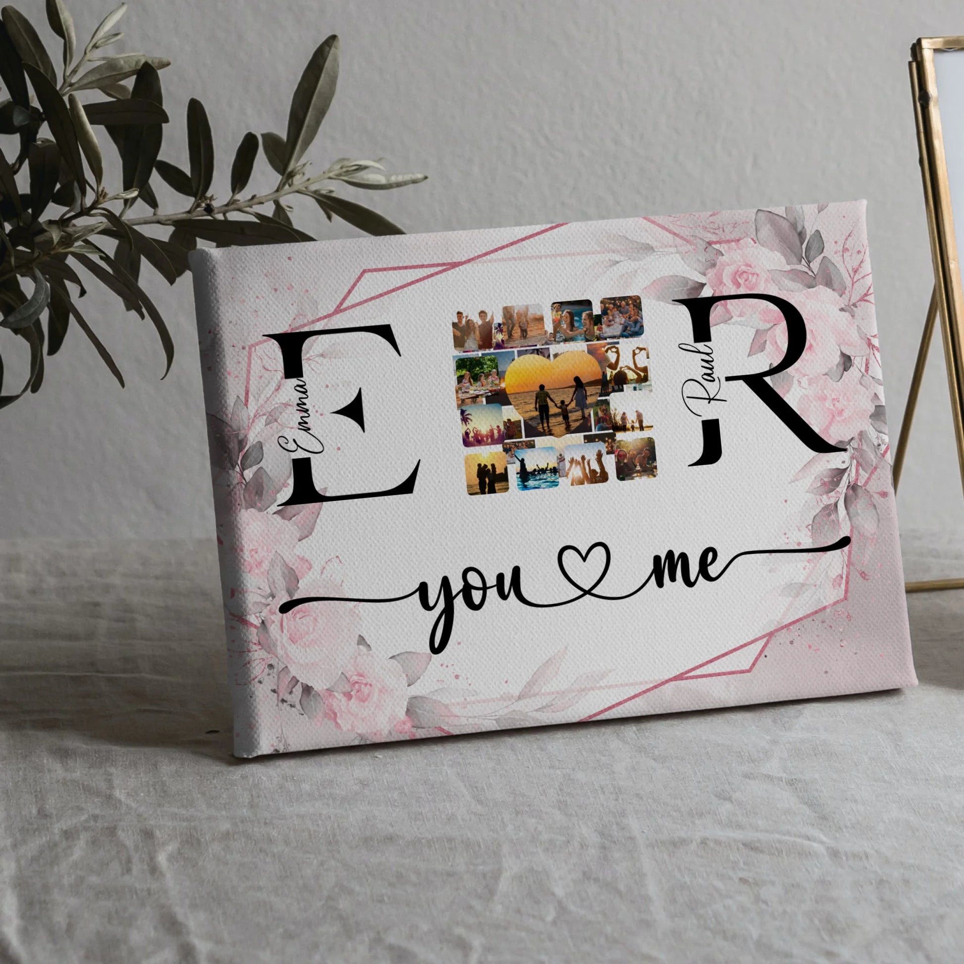 Personalisierte Leinwand Liebe Mit Fotos Initialien und Fotos Collect Moments Not Things 5