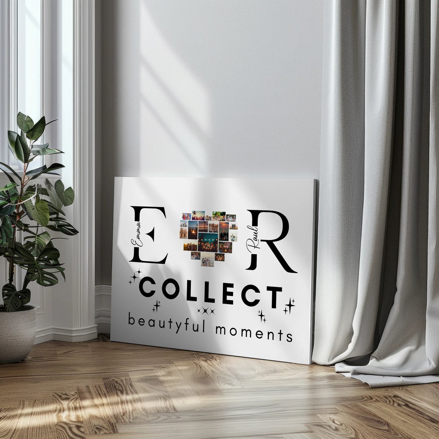 Personalisierte Leinwand Paare Mit Fotos Initialien und Fotos Te Amo 3