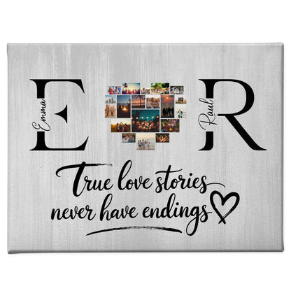 Leinwand Personalisiert für Paare Mit Initialien Namen und Fotos True Love Stories 1