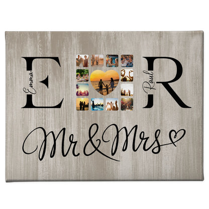 Leinwand Liebe für Paare Mit Fotos Initialien und Fotos Mr & Mrs 1