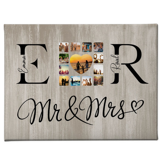 Leinwand Liebe für Paare Mit Fotos Initialien und Fotos Mr & Mrs 1