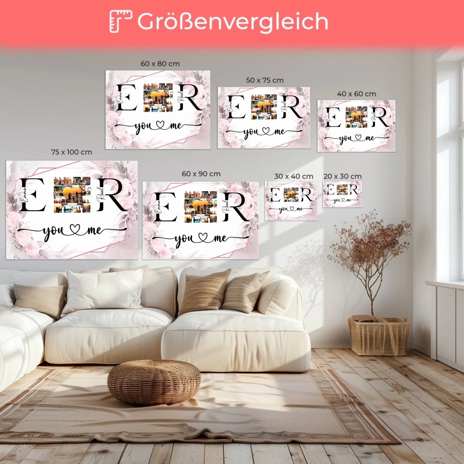 Personalisierte Leinwand Liebe Mit Fotos Initialien und Fotos Collect Moments Not Things 6