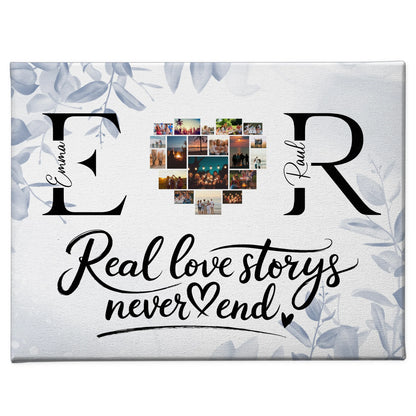 Leinwand personalisiert Mit Namen Initialien und Fotos Real Love Storys Never End 1