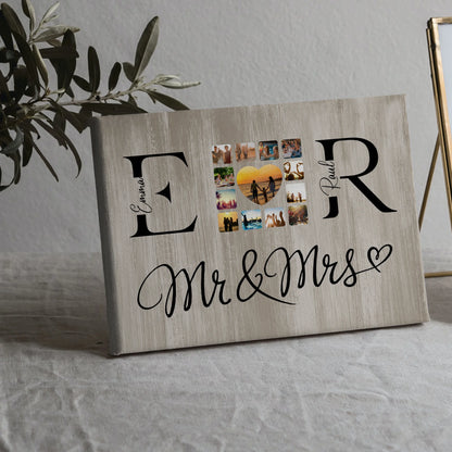 Leinwand Liebe für Paare Mit Fotos Initialien und Fotos Mr & Mrs 5