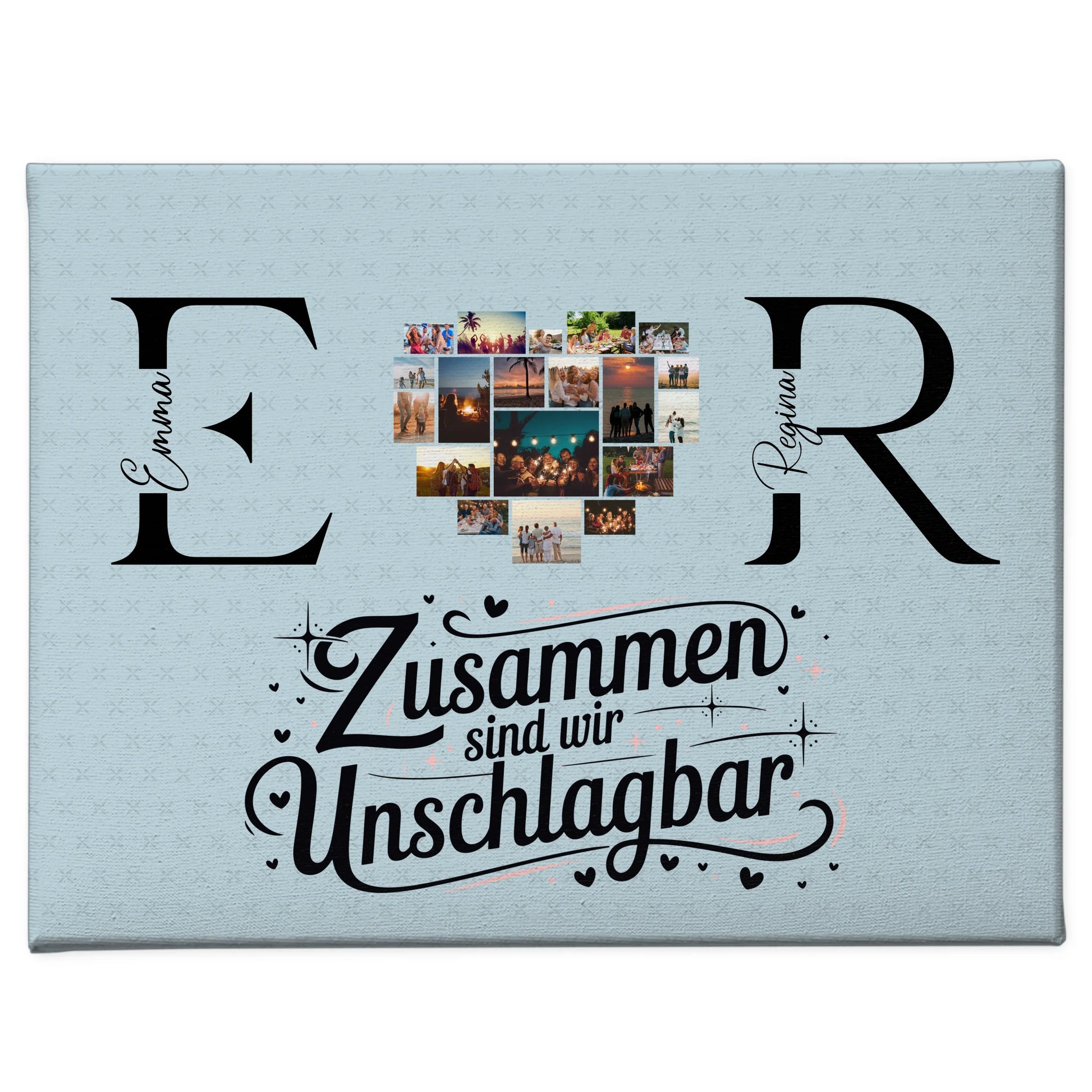 Freundinnen Leinwand mit Fotos Initialien und Namen Personalisiert 1