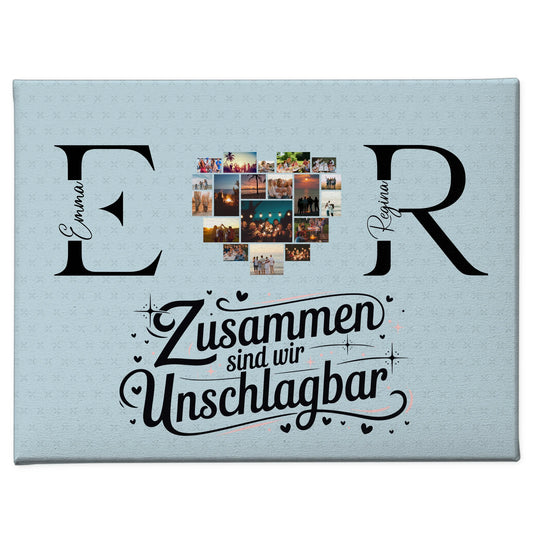 Freundinnen Leinwand mit Fotos Initialien und Namen Personalisiert 1