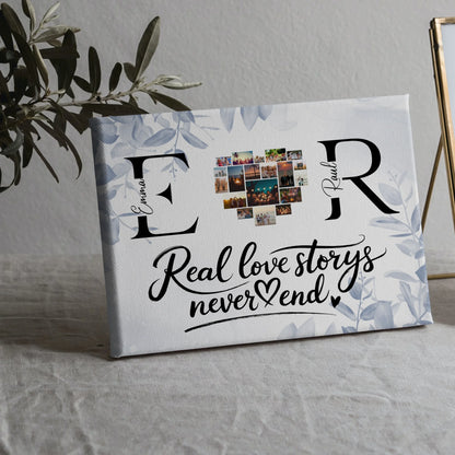 Leinwand personalisiert Mit Namen Initialien und Fotos Real Love Storys Never End 5