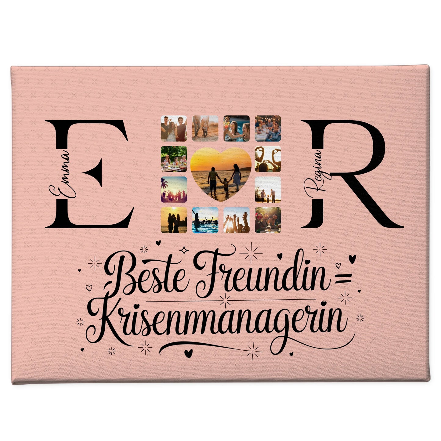 Freundinnen Leinwand Personalisiert mit Fotos Namen und Initialien Geschenk 1