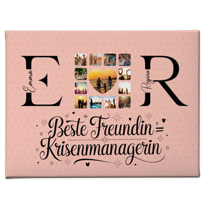 Freundinnen Leinwand Personalisiert mit Fotos Namen und Initialien Geschenk 1