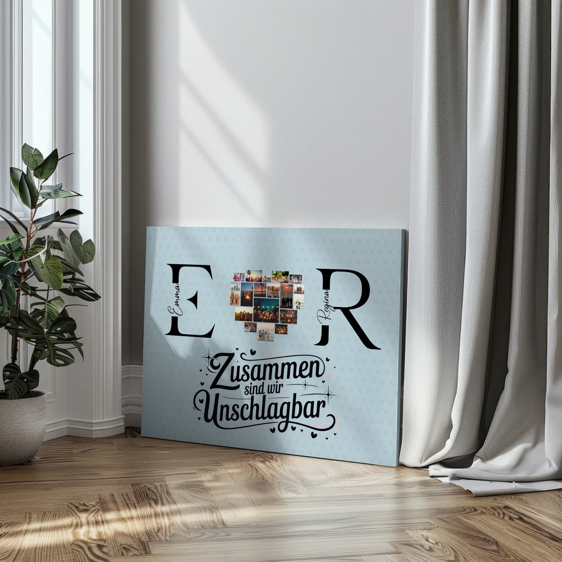 Freundinnen Leinwand mit Fotos Initialien und Namen Personalisiert 3