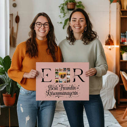 Freundinnen Leinwand Personalisiert mit Fotos Namen und Initialien Geschenk 2