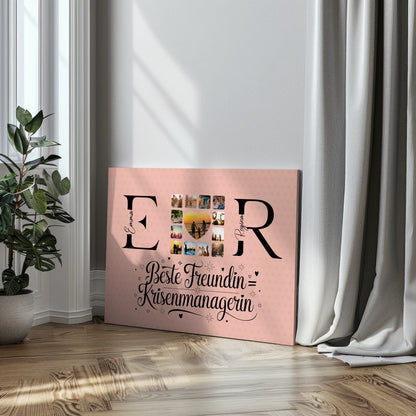 Freundinnen Leinwand Personalisiert mit Fotos Namen und Initialien Geschenk 3