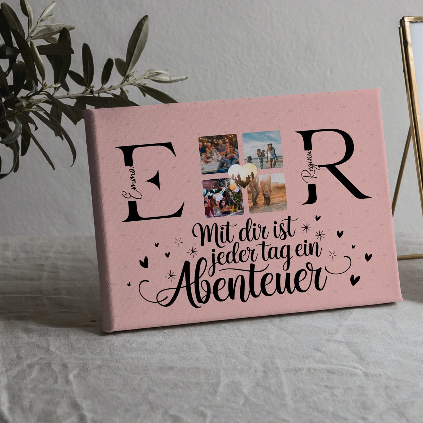 Beste Freundinnen Leinwand mit Initialien Namen und Fotos Geschenk 5