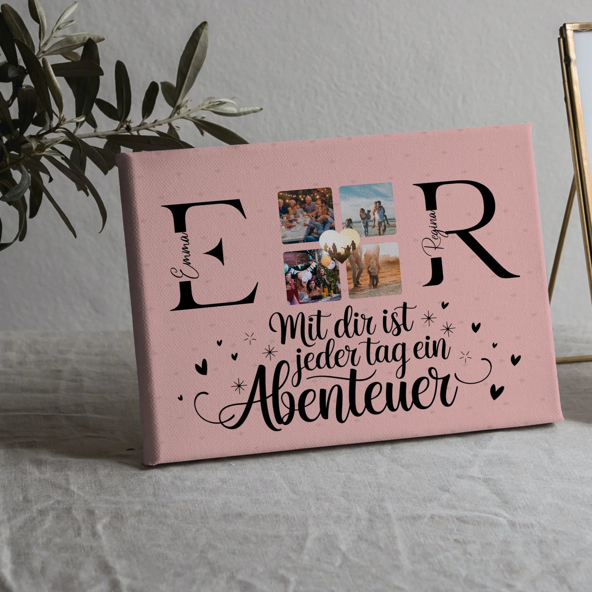 Beste Freundinnen Leinwand mit Initialien Namen und Fotos Geschenk 5