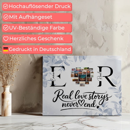 Leinwand personalisiert Mit Namen Initialien und Fotos Real Love Storys Never End 7