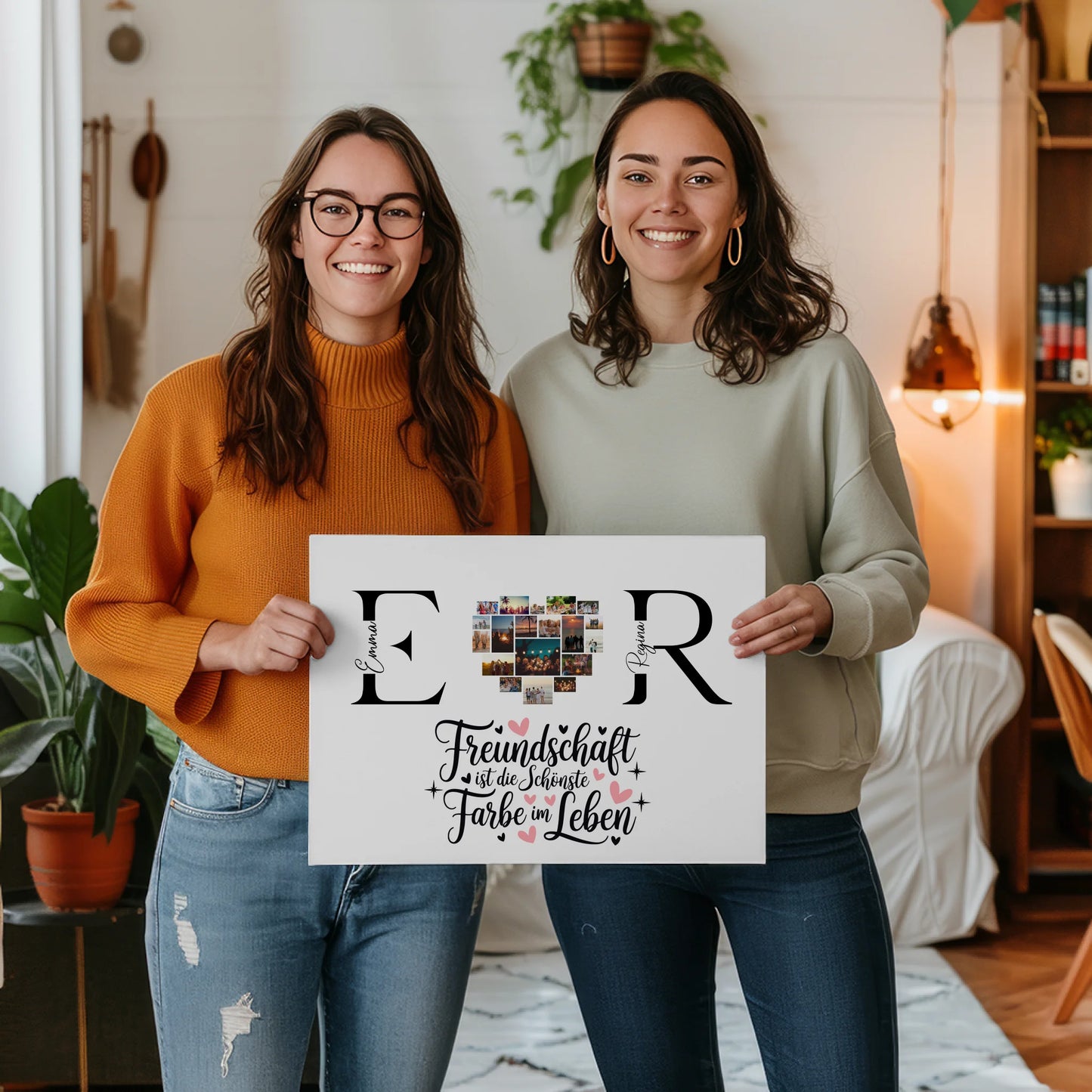Beste Freundin Leinwand Gestalten mit Fotos Initialien und Namen Personalisiert 2