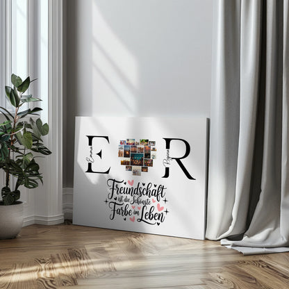 Beste Freundin Leinwand Gestalten mit Fotos Initialien und Namen Personalisiert 3