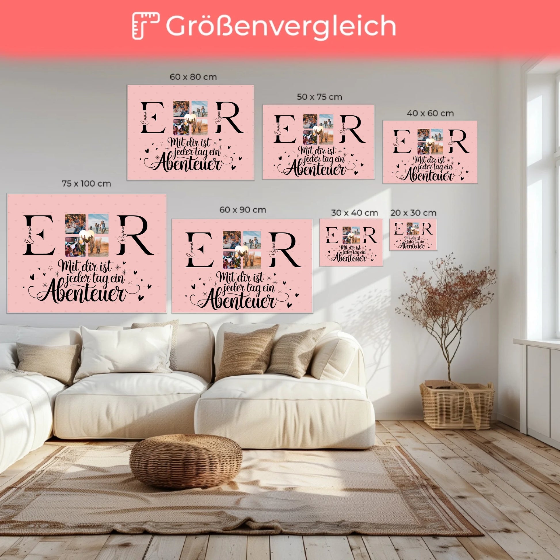 Beste Freundinnen Leinwand mit Initialien Namen und Fotos Geschenk 6