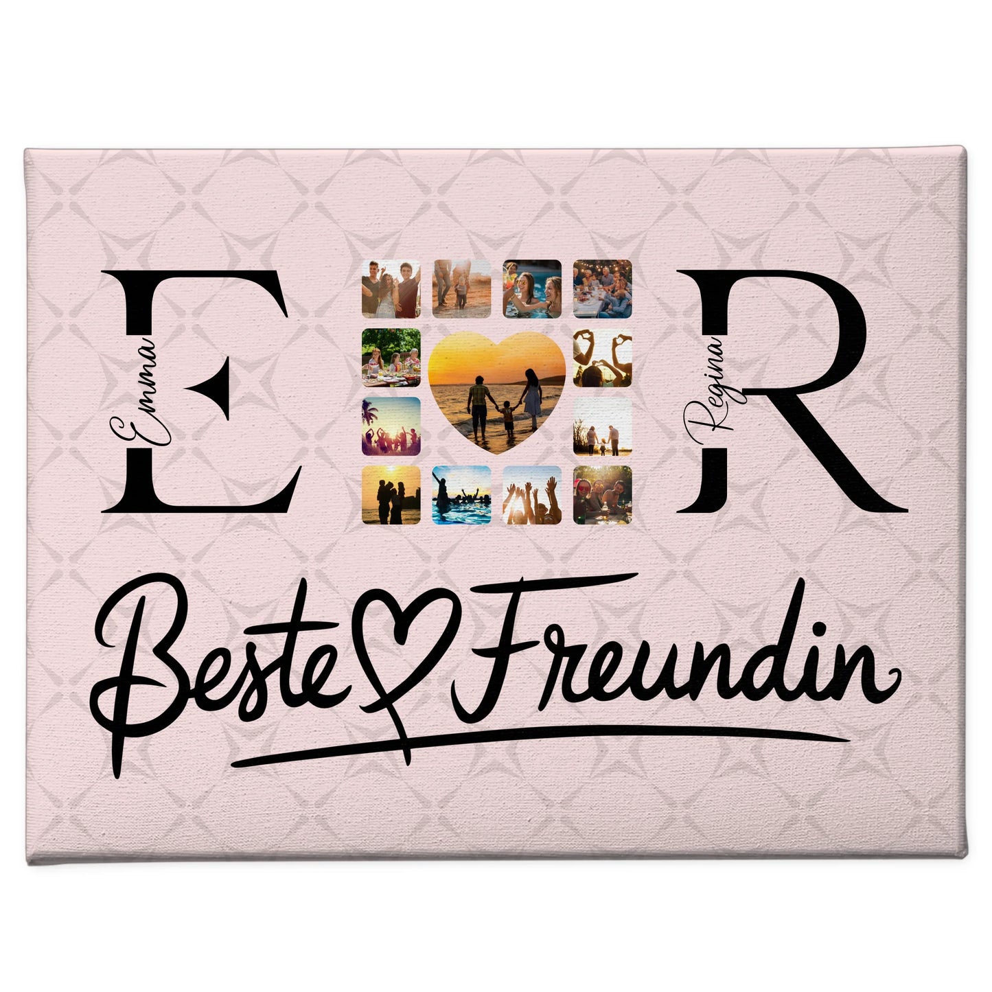 Beste Freundinnen Leinwand Personalisiert mit Fotos Namen und Initialien Geschenk 1
