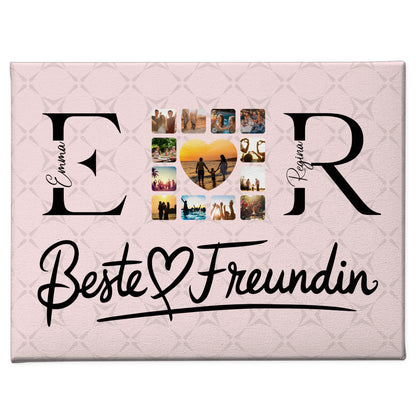 Beste Freundinnen Leinwand Personalisiert mit Fotos Namen und Initialien Geschenk 1