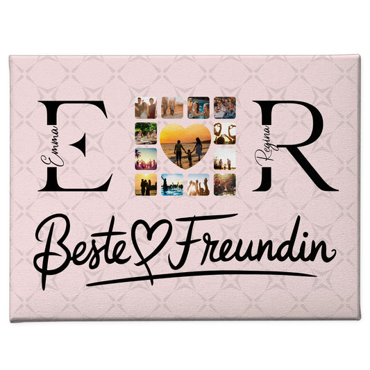 Beste Freundinnen Leinwand Personalisiert mit Fotos Namen und Initialien Geschenk 1