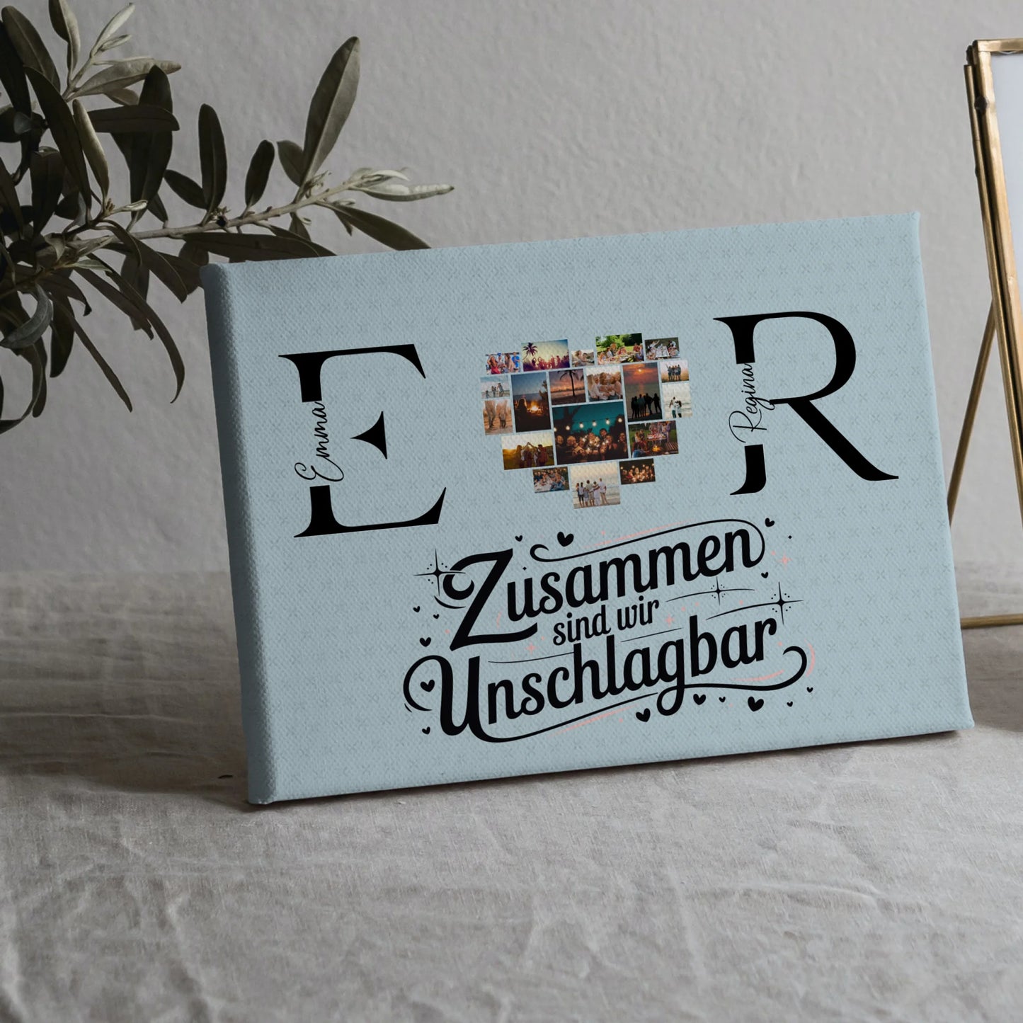 Freundinnen Leinwand mit Fotos Initialien und Namen Personalisiert 5