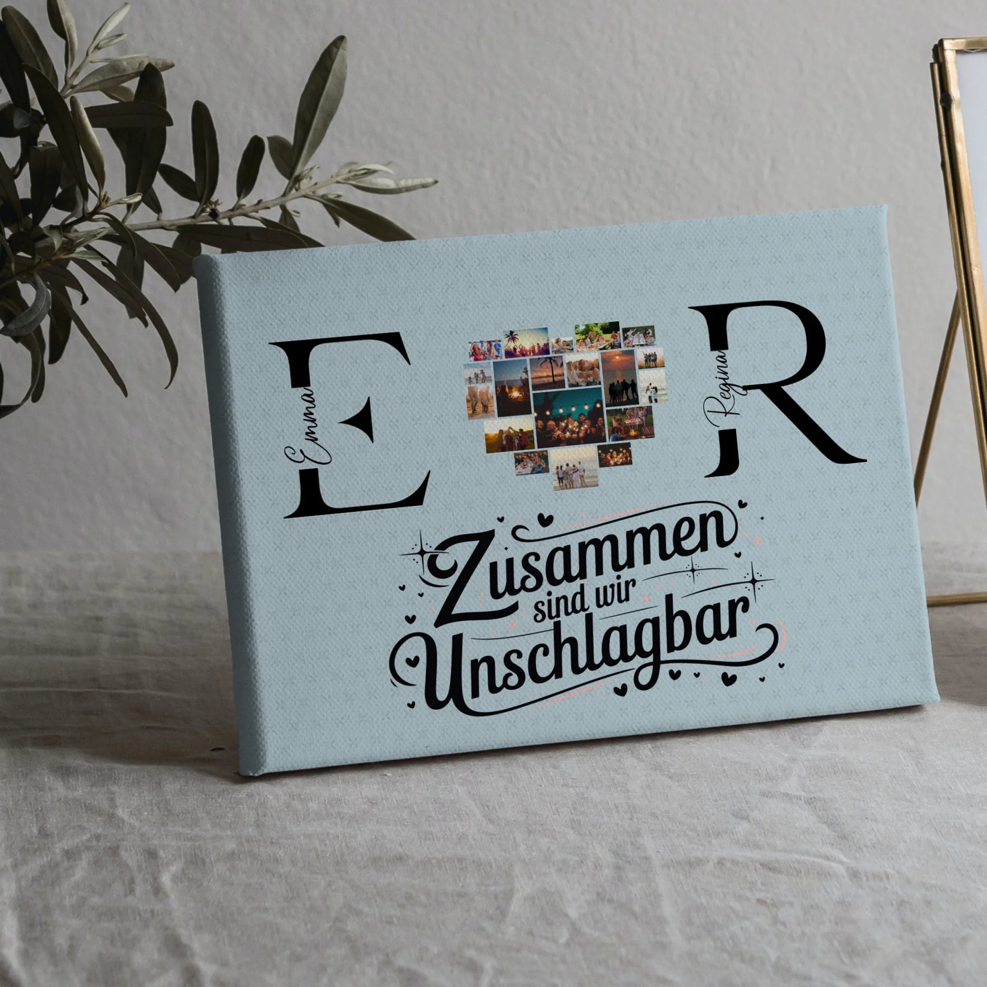 Freundinnen Leinwand mit Fotos Initialien und Namen Personalisiert 5