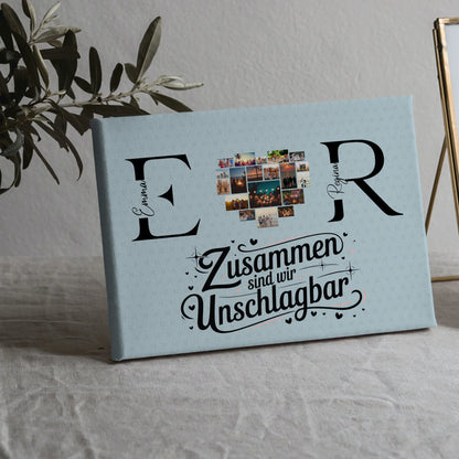 Freundinnen Leinwand mit Fotos Initialien und Namen Personalisiert 5