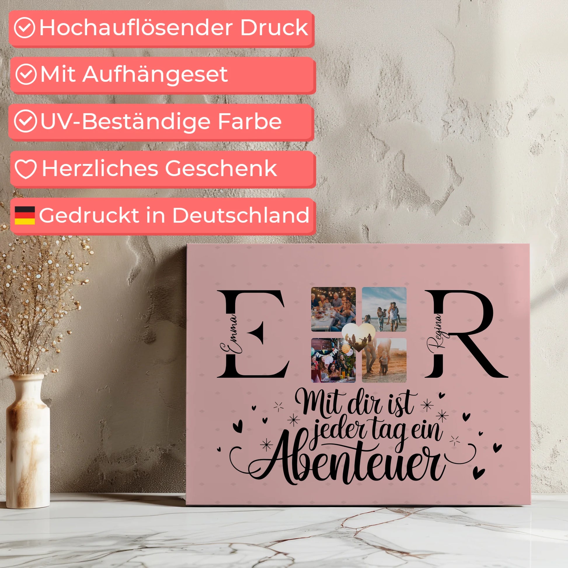 Beste Freundinnen Leinwand mit Initialien Namen und Fotos Geschenk 7