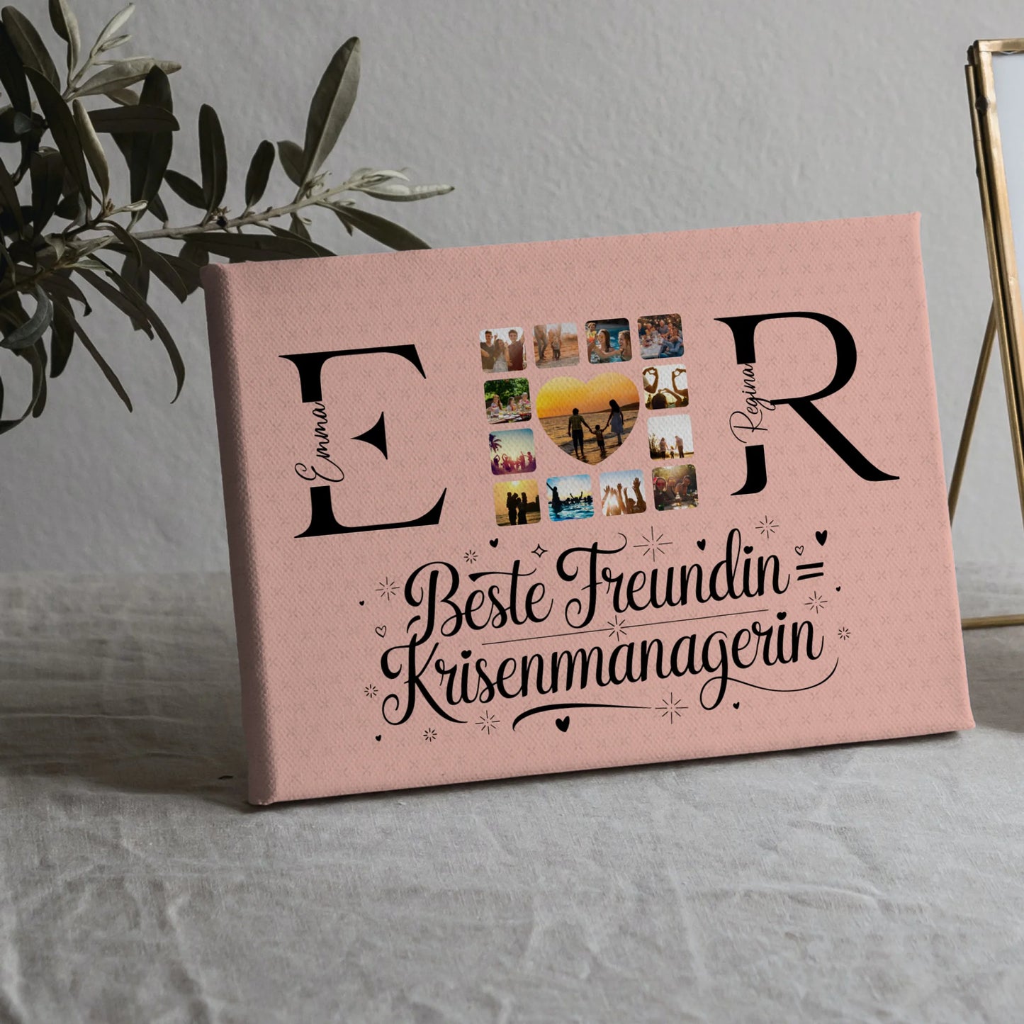 Freundinnen Leinwand Personalisiert mit Fotos Namen und Initialien Geschenk 5
