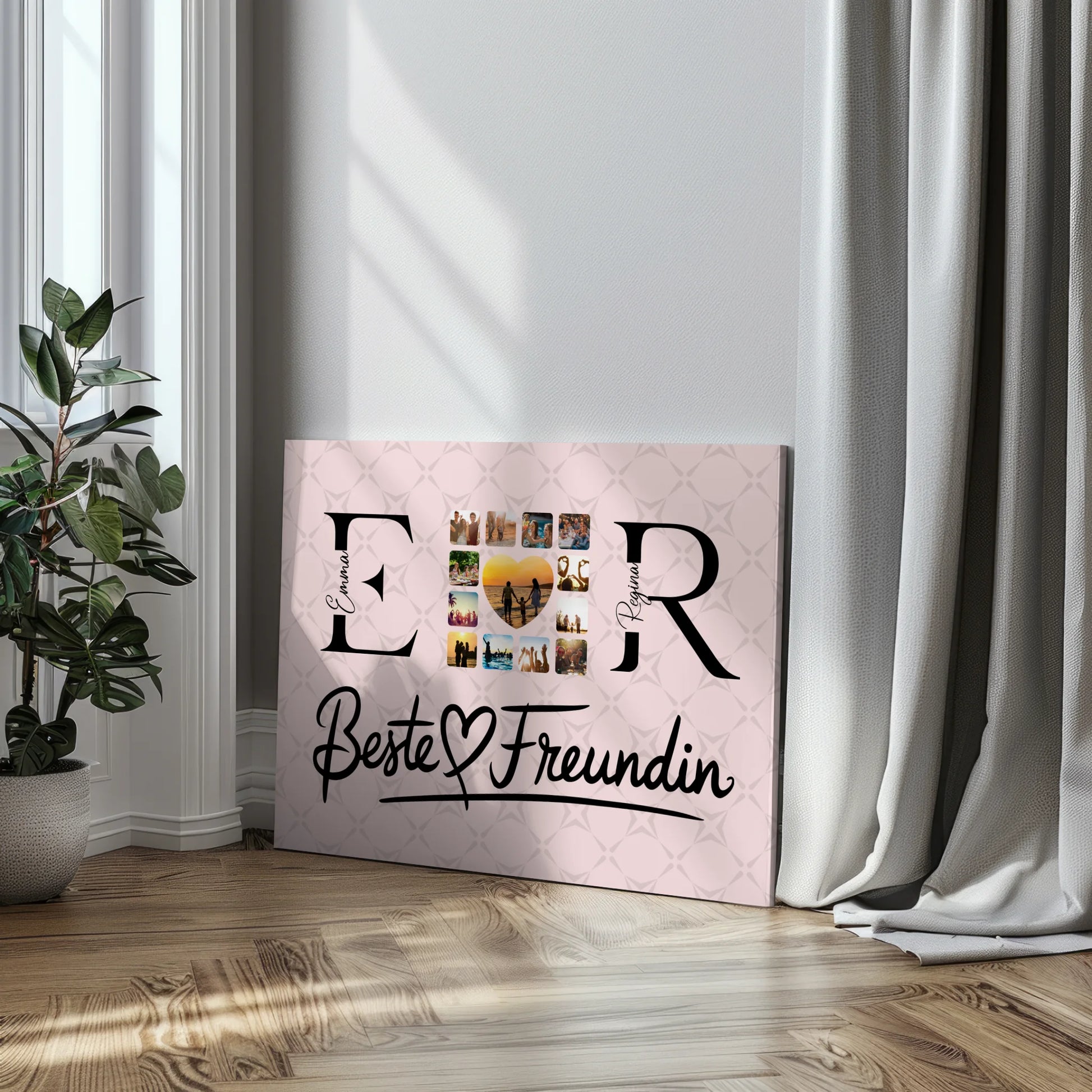 Beste Freundinnen Leinwand Personalisiert mit Fotos Namen und Initialien Geschenk 3