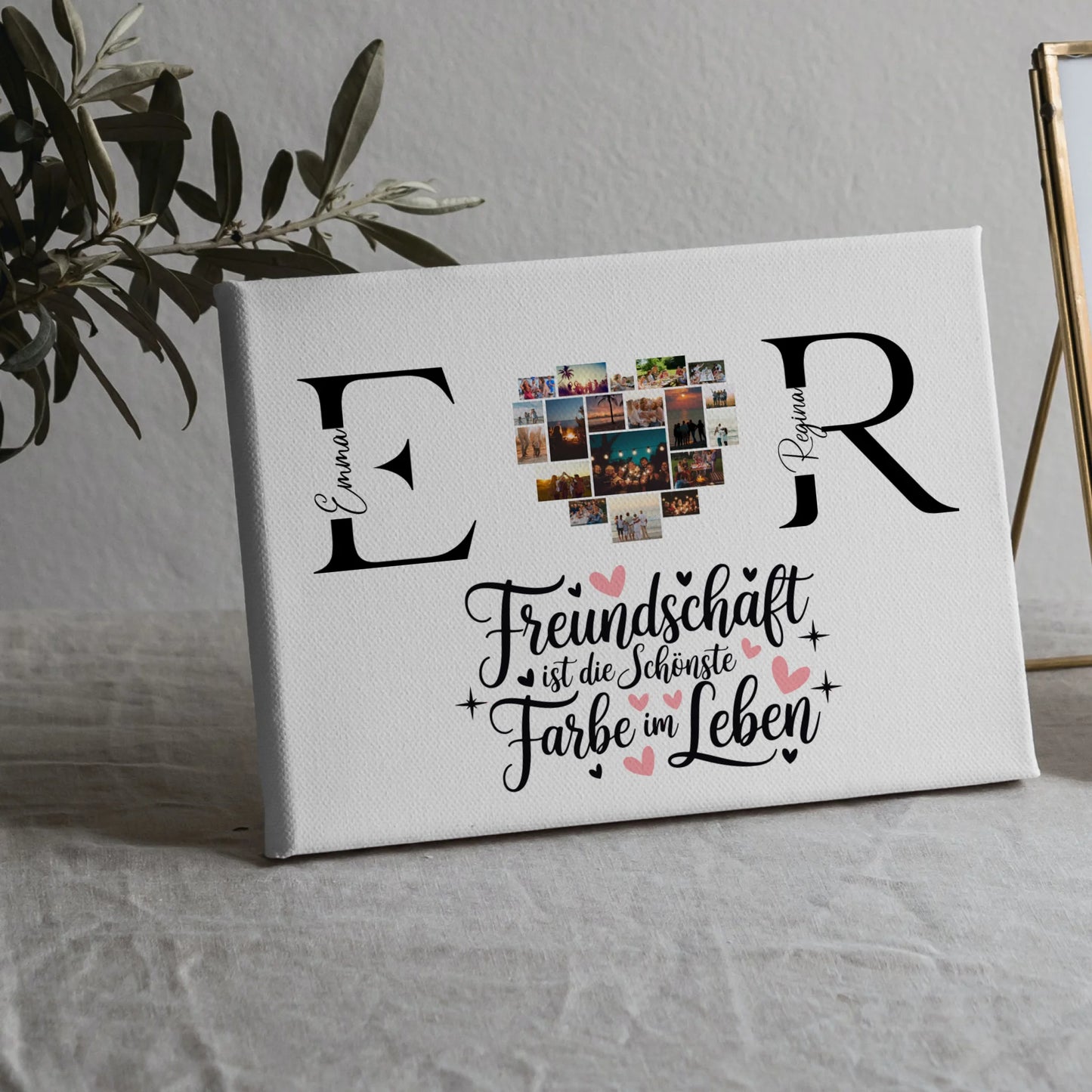 Beste Freundin Leinwand Gestalten mit Fotos Initialien und Namen Personalisiert 5
