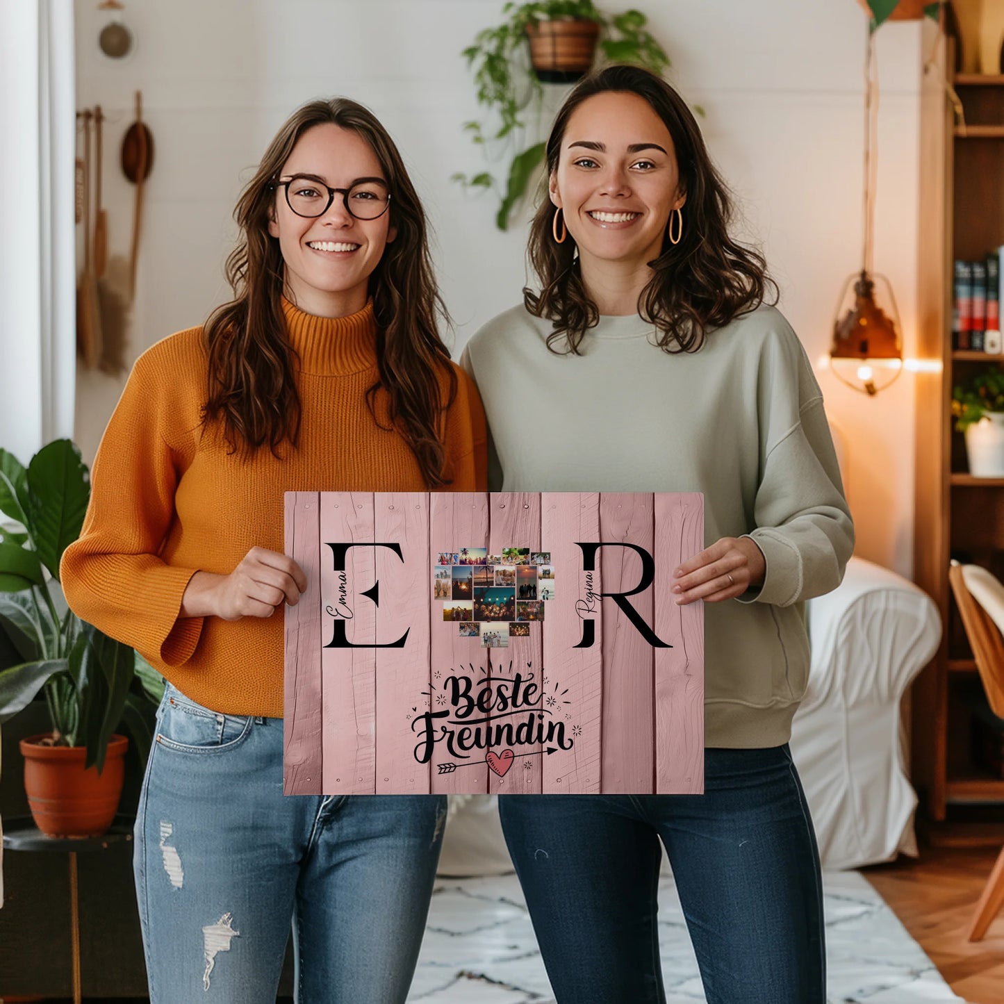 Leinwand Beste Freundin Personalisiert mit Fotos Initialien und Namen Geschenk 2