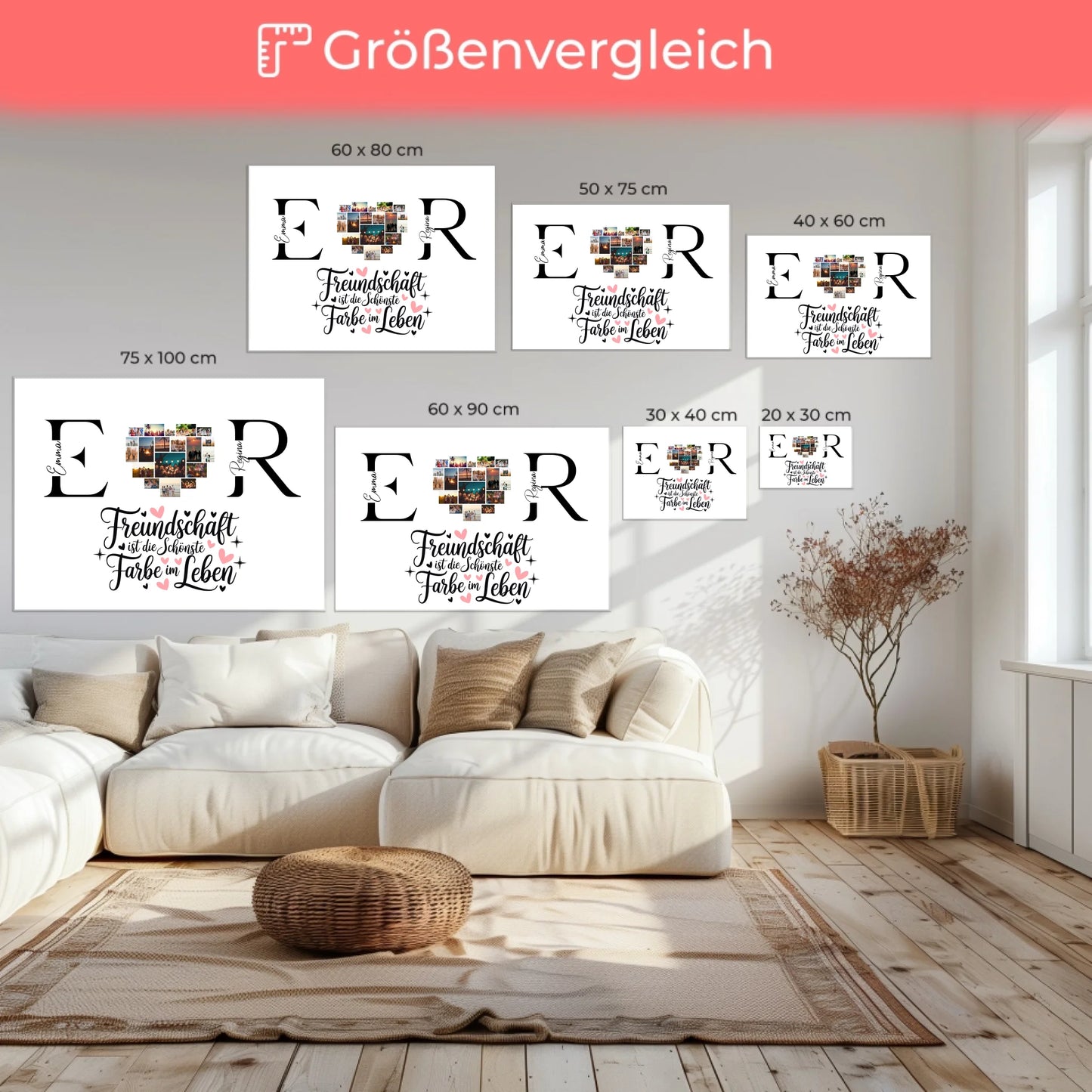 Beste Freundin Leinwand Gestalten mit Fotos Initialien und Namen Personalisiert 6