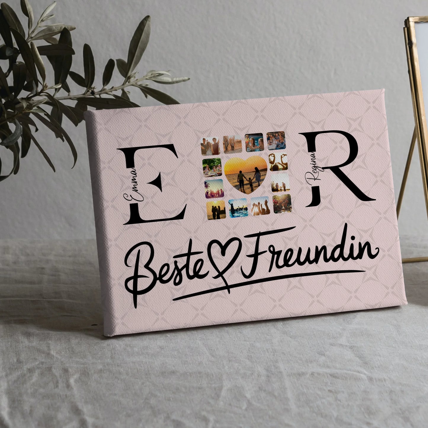 Beste Freundinnen Leinwand Personalisiert mit Fotos Namen und Initialien Geschenk 5