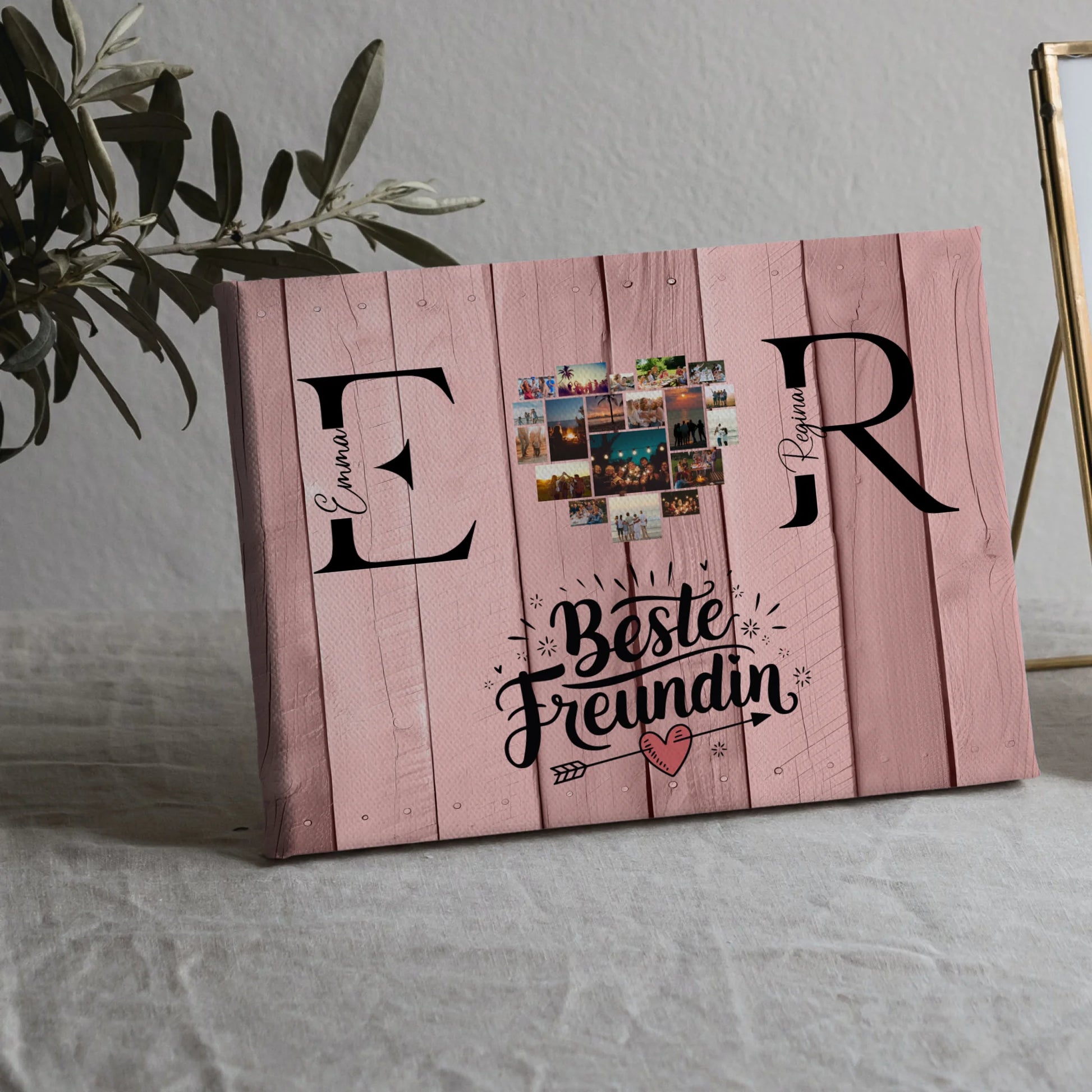 Leinwand Beste Freundin Personalisiert mit Fotos Initialien und Namen Geschenk 5