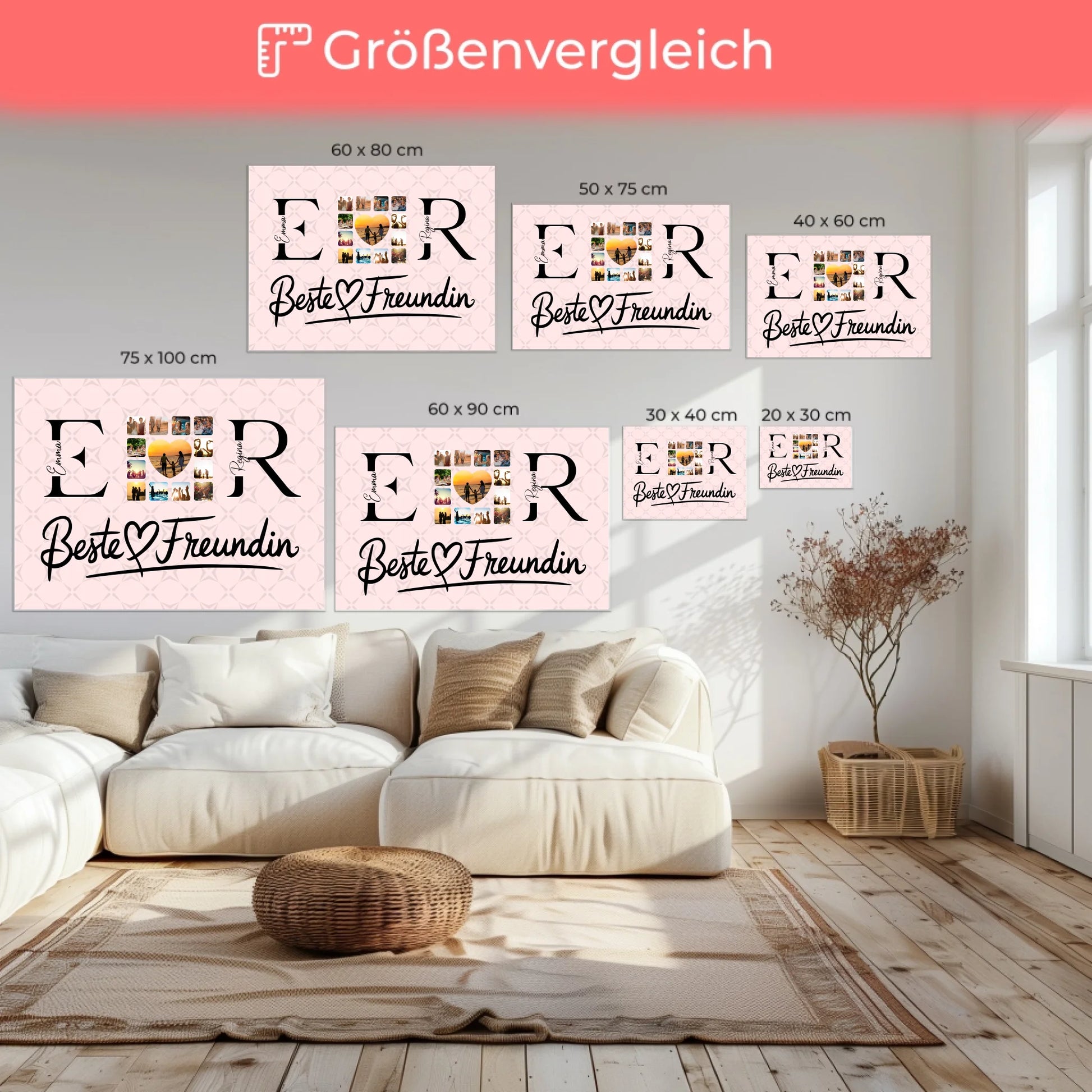 Beste Freundinnen Leinwand Personalisiert mit Fotos Namen und Initialien Geschenk 6