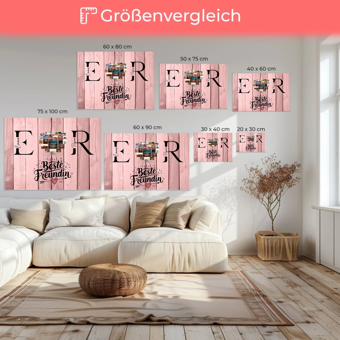Leinwand Beste Freundin Personalisiert mit Fotos Initialien und Namen Geschenk 6