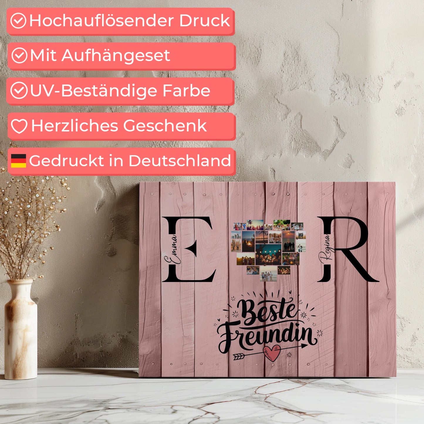 Leinwand Beste Freundin Personalisiert mit Fotos Initialien und Namen Geschenk 7