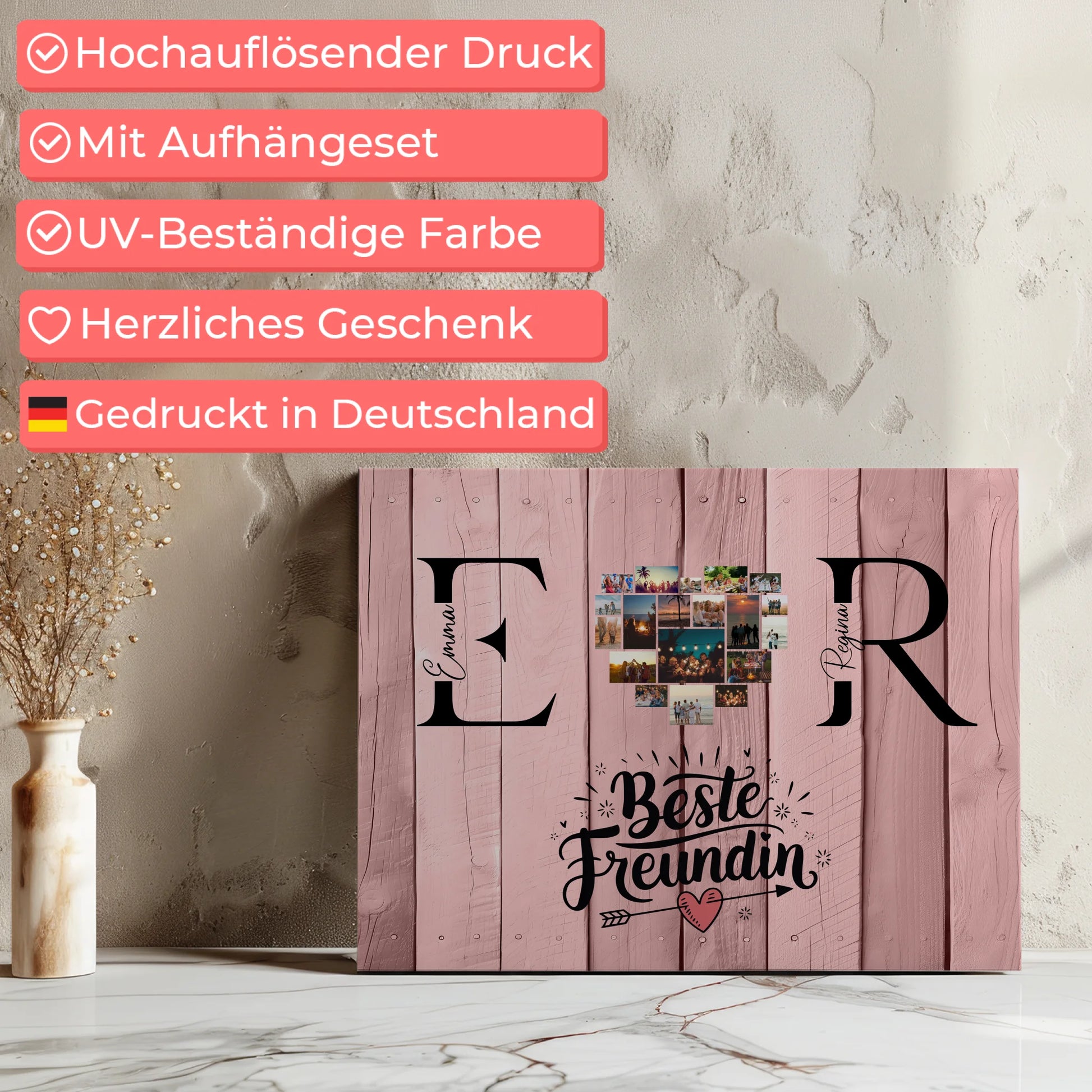 Leinwand Beste Freundin Personalisiert mit Fotos Initialien und Namen Geschenk 7