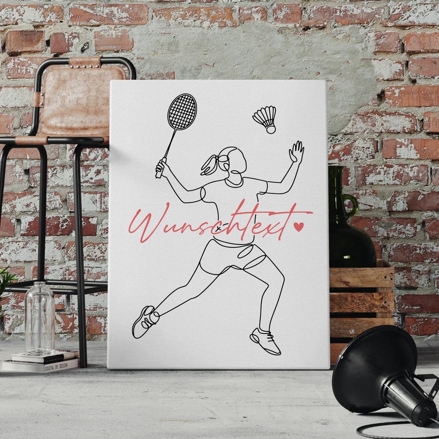 Personalisierte Leinwand Lineart Badminton Geschenk Tochter & Schwester 4