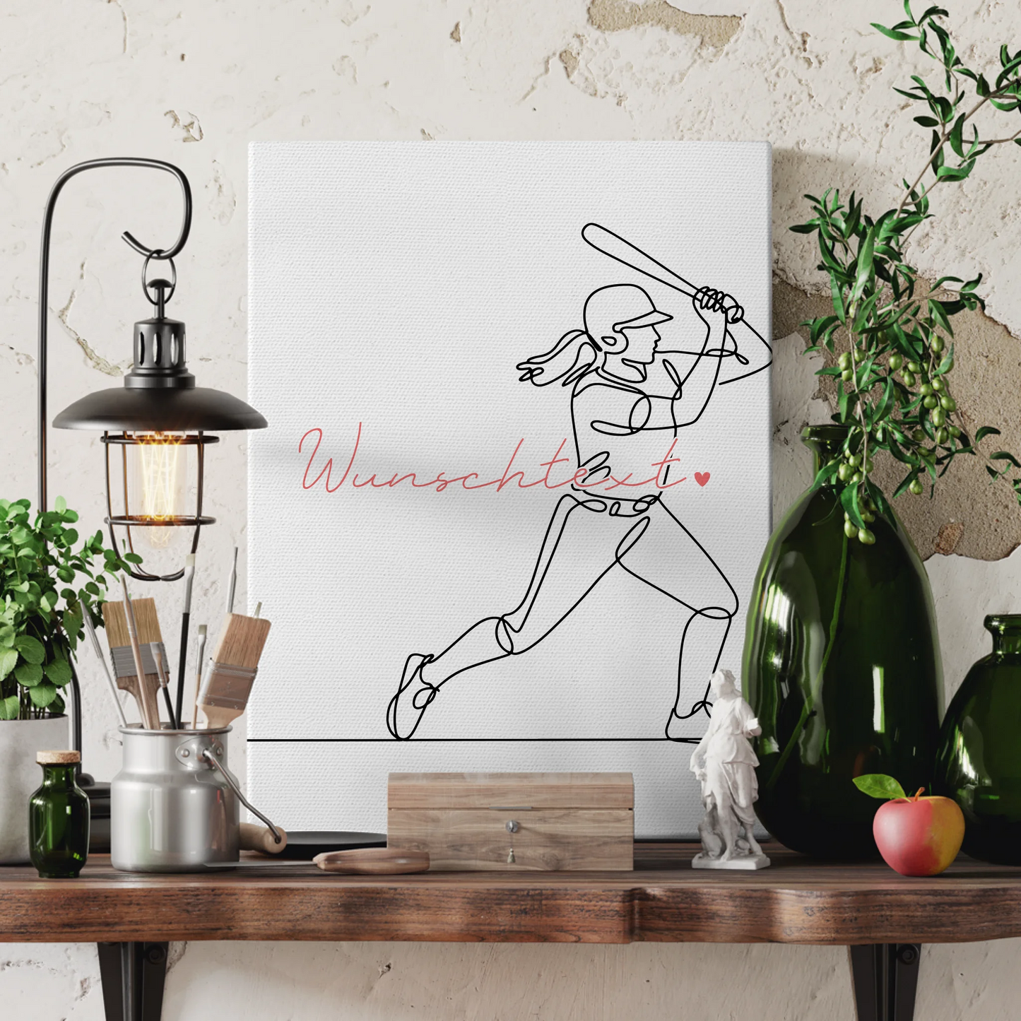Personalisierte Leinwand Lineart Baseball Geschenk Tochter & Schwester 3