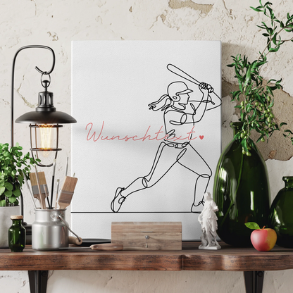 Personalisierte Leinwand Lineart Baseball Geschenk Tochter & Schwester 3