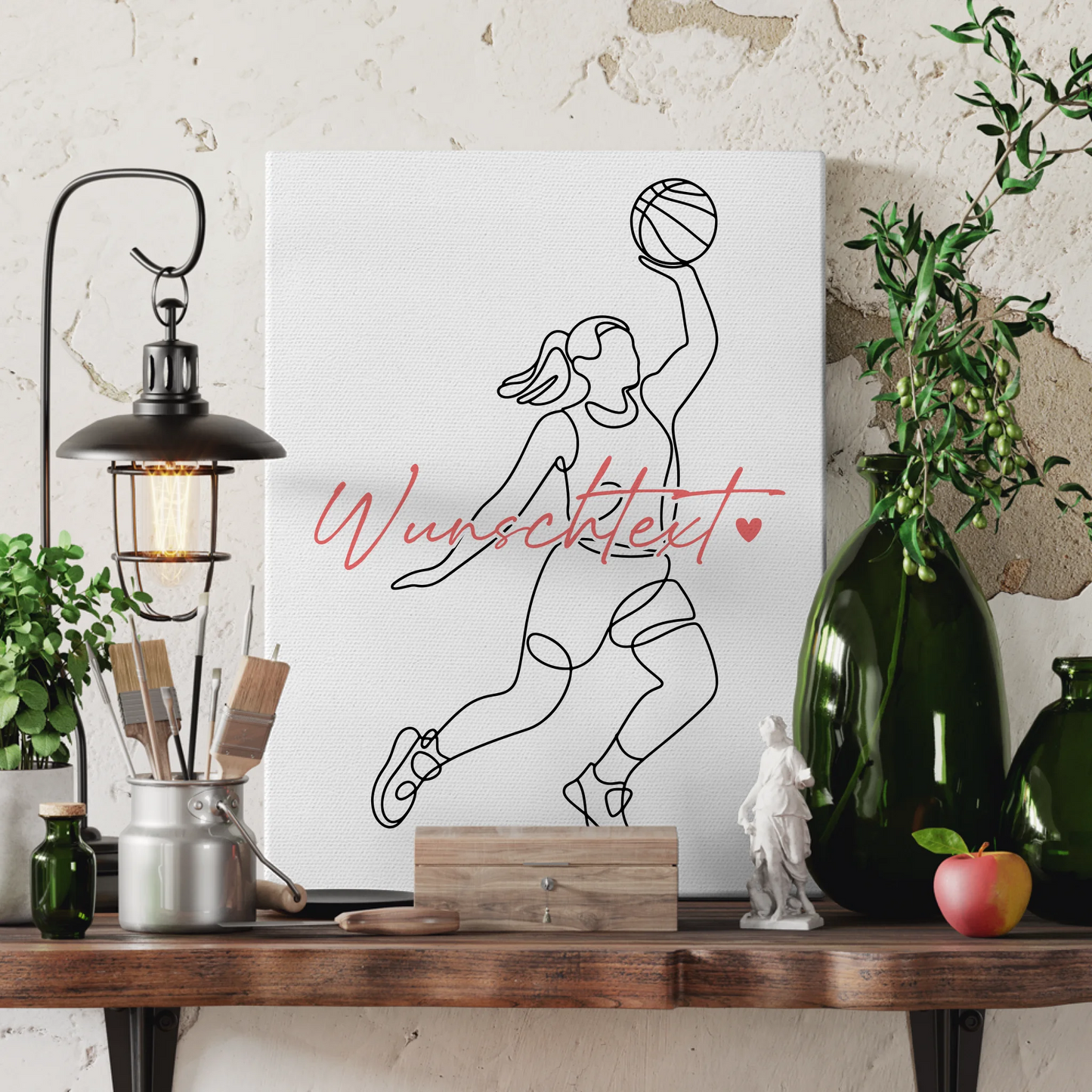 Lineart Leinwand Personalisiert Basketball Geschenk Tochter & Schwester 3